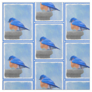 Bluebird Painting - Original Bird Art Stof