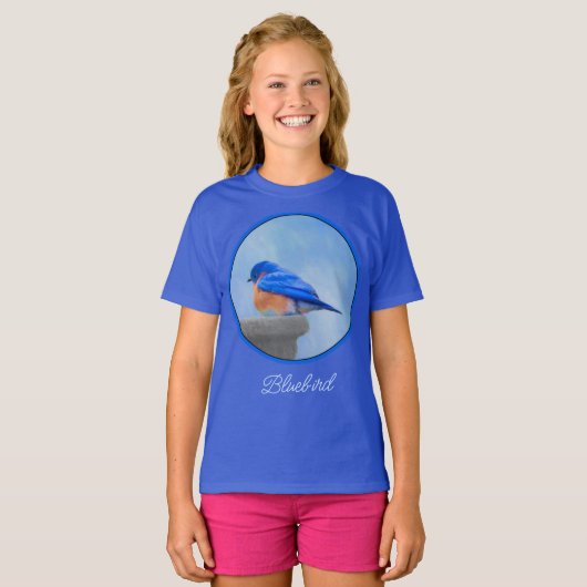 Bluebird Painting - Original Bird Art T-Shirt (Voorkant volledig)
