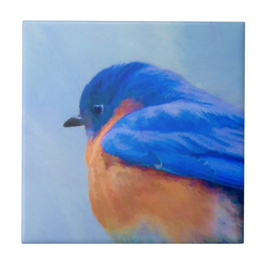 Bluebird Painting - Original Bird Art Tegeltje (Voorkant)
