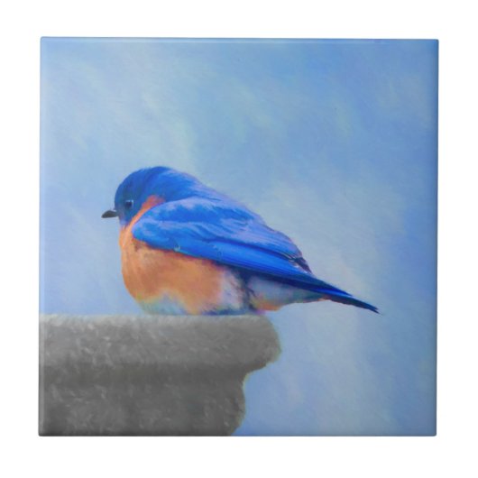 Bluebird Painting - Original Bird Art Tegeltje (Voorkant)