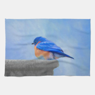 Bluebird Painting - Original Bird Art Theedoek