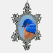 Bluebird Painting - Original Bird Art Tin Sneeuwvlok Ornament (Links)