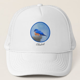 Bluebird Painting - Original Bird Art Trucker Pet