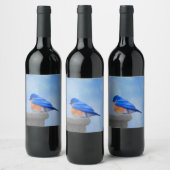 Bluebird Painting - Original Bird Art Wijn Etiket (Flessen)