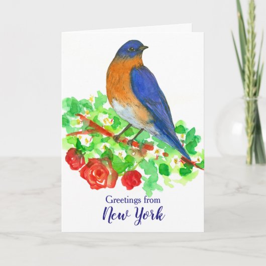 Bluebird Red Roses Groeten uit New York Kaart (Voorkant)