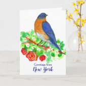 Bluebird Red Roses Groeten uit New York Kaart (Gele Bloem)