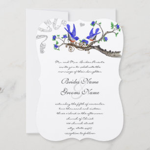 Bluebird Royal Blue Wedding Invitations Kaart