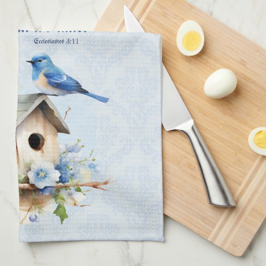 Bluebird Schrift Handdoek Birdhouse Prediker (Quarter Fold)