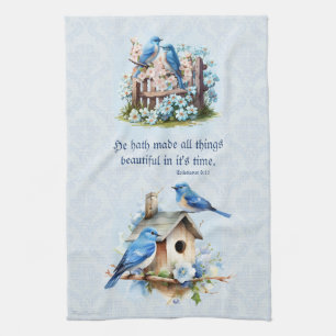 Bluebird Schrift Handdoek Birdhouse Prediker