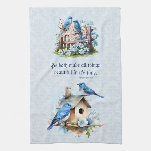 Bluebird Schrift Handdoek Birdhouse Prediker (Verticaal)