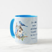 Bluebird Schrift Mok Birdhouse Ecclesiastes (Voorkant links)