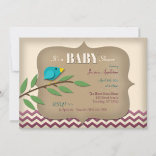 Bluebird Scrapbook Style Baby Shower Invitations Kaart