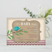 Bluebird Scrapbook Style Baby Shower Uitnodigingen (Staand voorkant)