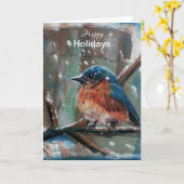 Bluebird Snow Prettige feestdagen Kaart (Gele Bloem)