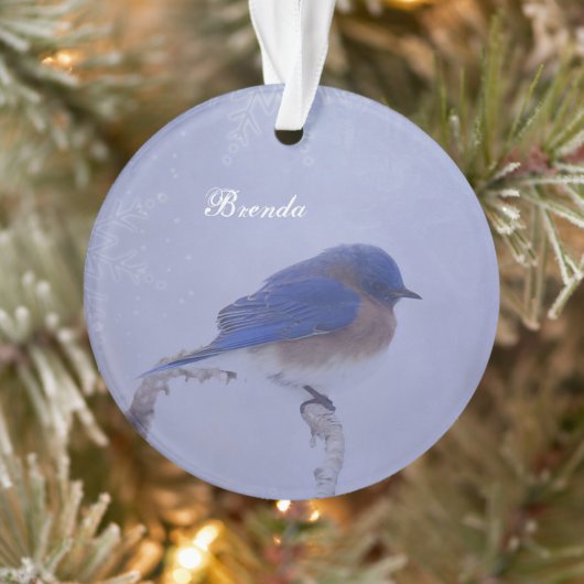 Bluebird Snowy Trees in Winter Ornament (Boom)