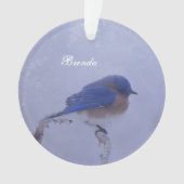 Bluebird Snowy Trees in Winter Ornament (voorkant)