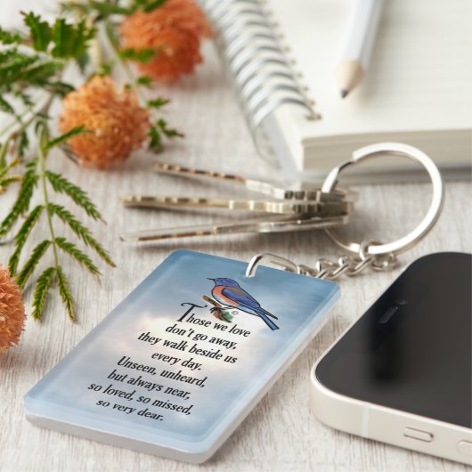 Bluebird "So Loved" gedicht Sleutelhanger (Voorkant Rechts)