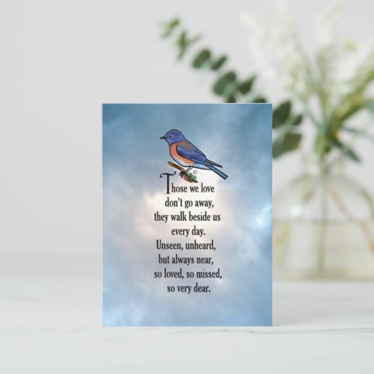 Bluebird "so Loved" Poem Briefkaart (Staand voorkant)