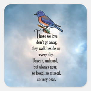 Bluebird "so Loved" Poem Vierkante Sticker