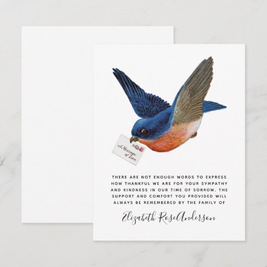 Bluebird Sympathie Funeral Memorial Bedankkaart (Voorkant / Achterkant)