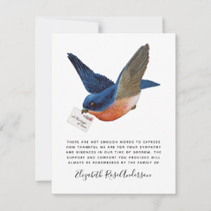Bluebird Sympathie Funeral Memorial Bedankkaart