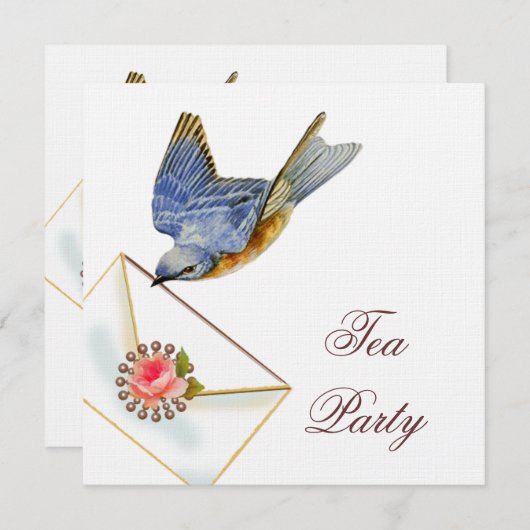 Bluebird Tea Party Kaart (Voorkant / Achterkant)