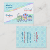 Bluebird Train voor kinderopvang of babysitter Visitekaartje (Voorkant / Achterkant)