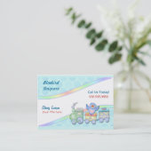Bluebird Train voor kinderopvang of babysitter Visitekaartje (Staand voorkant)