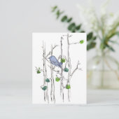 Bluebird Trees Pen en Ink Tekening Natuur Art Briefkaart (Staand voorkant)