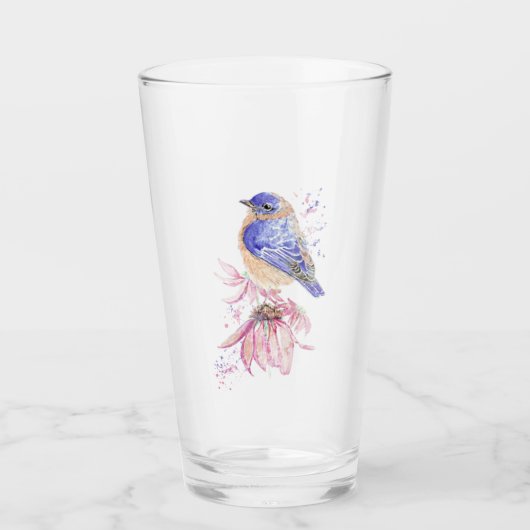 Bluebird Waterverf Garden Bird Natuur Art Glas (Voorkant)