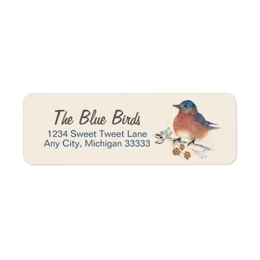 Bluebird Waterverf Label (Voorkant)