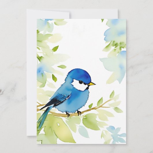 Bluebird Waterverf Verjaardag Kaart (Achterkant)