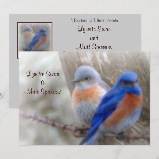 Bluebird Wedding Invitations Kaart (Voorkant / Achterkant)