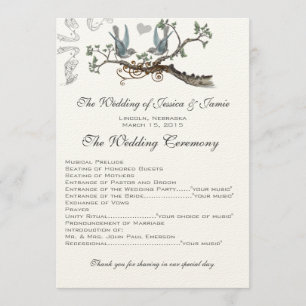  Bluebird Wedding Programs Programmakaart