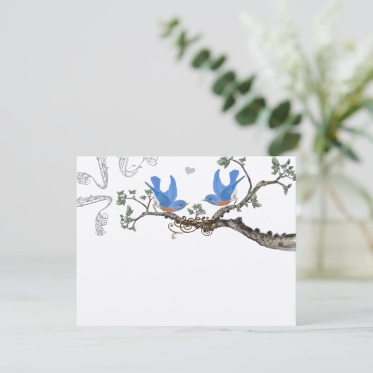  Bluebird Wedding RSVP Kaartje (Staand voorkant)
