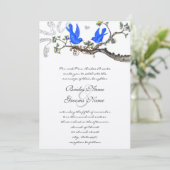 Bluebird Yellow & Paars Wedding Invite Kaart (Staand voorkant)