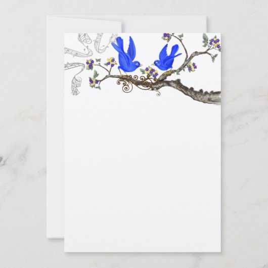  Bluebird Yellow & Paars Wedding Invite Kaart (Achterkant)