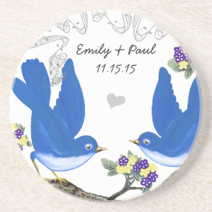 Bluebird Yellow Paarse  Tortelduifjes Onderzetter