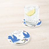 Bluebird Yellow Paarse  Tortelduifjes Onderzetter (Zijkant)