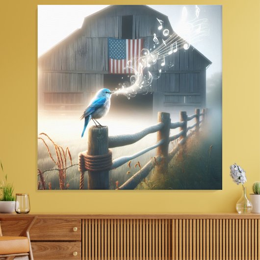 Bluebird zingen een lied canvas afdruk (Insitu (Woonkamer))