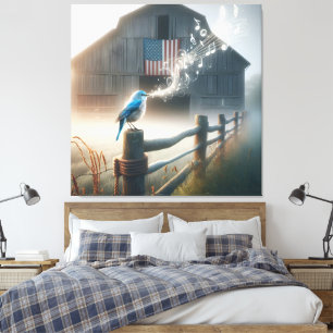 Bluebird zingen een lied canvas afdruk