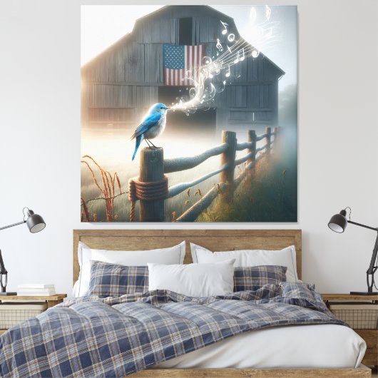 Bluebird zingen een lied canvas afdruk (Insitu (Slaapkamer))