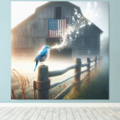 Bluebird zingen een lied canvas afdruk (Insitu (Houten vloer))