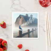 Bluebird zingen in ochtendmist servet (Insitu)