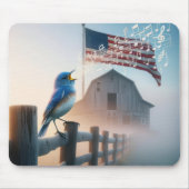Bluebird zingen met Amerikaanse vlag Muismat (Voorkant)