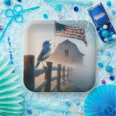 Bluebird zingen met Amerikaanse vlag Papieren Bordje (Feest)