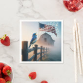 Bluebird zingen met Amerikaanse vlag Servet (Insitu)