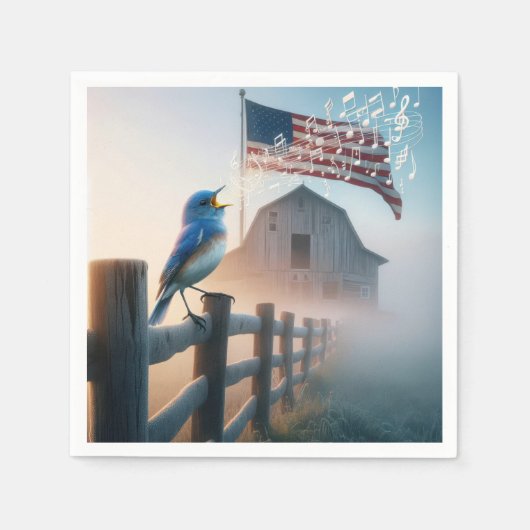 Bluebird zingen met Amerikaanse vlag Servet (Voorkant)