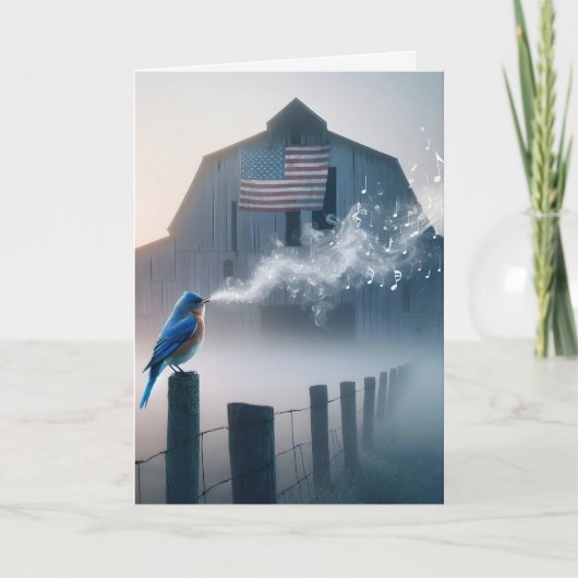 Bluebird zingen op een Boerderij hek post Kaart (Voorkant)