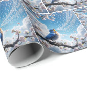 Bluebird zingen op een Cherry Tree Branch Cadeaupapier (Rol Hoek)